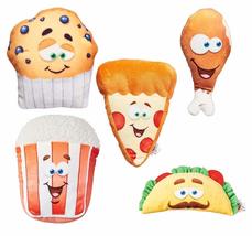 MPP Food Fun Dog Toys Plush Stuffed Squeakers with Funny Face Choose Snack Chara - £7.34 GBP
