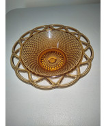 Vintage Imperial Glass Co. Amber Lattice Rim Bowl - $34.65