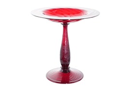 1920&#39;s Steuben Etched Glass compote in Selenium red - £350.90 GBP