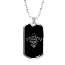 Calavera Mexican Sugar Skull 13 Necklace Stainless Steel or 18k Gold Dog Tag 24 - £38.25 GBP+