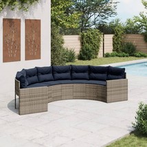 Patio Sofa Half-round garden sofa: Gray, Cushion: Navy blue - $794.27 CAD