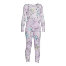 Disney Princess 2-Piece Pajamas Long Sleeve Top &amp; Pants Sleep Set Size 4 Purple - £15.81 GBP