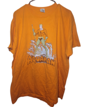 Aquaman Distressed Graphic T Shirt Mens XL Orange DC Comics Superhero Tee - $17.81