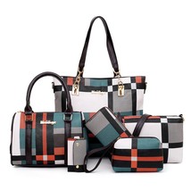 New Fashion  Handbags New 6 PCS Set Women Plaid Colors Handbag Female Shoulder B - £43.83 GBP