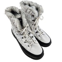 Totes Boots Womens Size 10 Quilted White Faux Fur Lined Lace Up Ankle Winter - £20.29 GBP