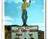 Gigante Cowboy Firmare Welcome A Lakeview Oregon O più Alto Città Cromo ... - $17.35