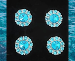 Magnetic Horse Show Number Pins Teal Rondelle Stones Set of 4 NEW - £19.58 GBP