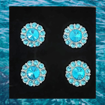 Magnetic Horse Show Number Pins Teal Rondelle Stones Set of 4 NEW image 1
