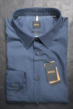 Hugo Boss Men&#39;s Hays Slim Albini Luxury Natural Stretch Dress Shirt 44 17.5 - $70.67