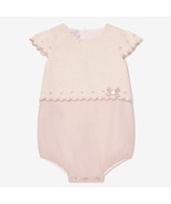 Paz Rodriguez Baby Girl Pink &amp; Cream Knit Romper With Bow Detail Spain NWT - $95.73 CAD