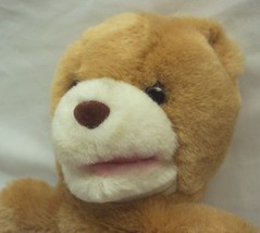 VINTAGE 1980&#39;a RUSS CUTE TAN TEDDY BEAR HAND PUPPET 9&quot; Plush ANIMAL Toy - £15.57 GBP