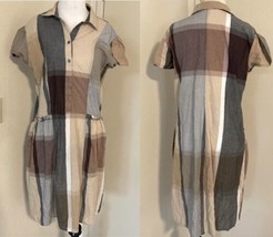 NWT Zara Patchwork Plaid Cotton Short Sleeve Shirt Dress SZ M - £36.58 GBP