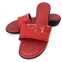 Italian Shoemakers Red Satin Fabric Flower Wedge Size 7.5 Slides Sandals - £23.97 GBP