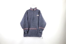 Vintage 90s Streetwear Womens Large Flower Fleece Half Zip Pullover Swea... - $59.35