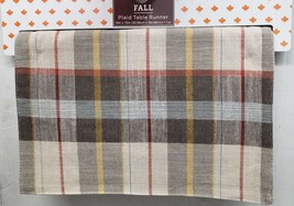Fabric Printed Cotton Table Runner, 14&quot; x 72&quot;, FALL MULTICOLOR PLAID RUN... - £17.08 GBP