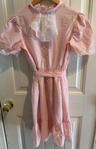 Vintage Girls Dress Size 14 Lace Polkadots Pink Cottagecore Barbie core - $12.00