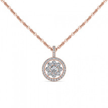 10K Rose Gold 2/5ct TDW Diamond Cluster Halo Necklace - £295.75 GBP