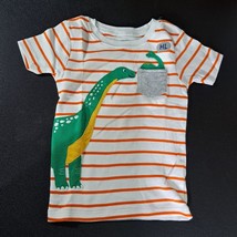 Carters 5T Boys Dino &amp; Orange Striped T-Shirt - £8.95 GBP