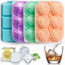 Ice Cube Trays For Freezer With Lid, 4 Pack Large Silicone Ice Trays Fun... - £15.14 GBP