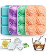 Ice Cube Trays For Freezer With Lid, 4 Pack Large Silicone Ice Trays Fun... - £15.67 GBP