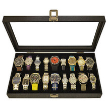 2  Black 18 Watch Cases Storage Organizer Display Gift Boxes - £73.44 GBP