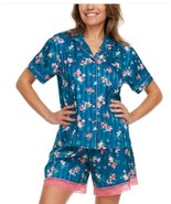 Flora Nikrooz Womens Pajamas Blue Multicolor Floral Top Shorts Pockets - $50.59 CAD