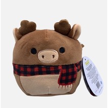 Squishmallow Ruby the Reindeer Christmas 4.5&quot; Plush Brown Scarf - £11.86 GBP