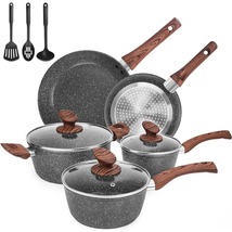 M MELENTA Granite Pots and Pans Set Ultra Nonstick, 11 Piece Die-Cast Cookware - £78.28 GBP