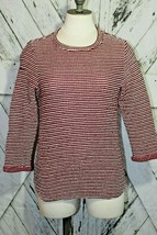 Womens H&amp;M Red &amp; White Striped 3/4 Sleeve Knit Boucle Shirt Top Size XS ... - £7.77 GBP