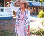 Johnny Was Tunic WEAR 2 WAYS X Small Pinstripe Linen Top Dress Bold Embr... - $93.56