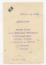 Etoile du Nord French Hotel Menu 1950 - $9.90