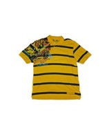 Marithe Francois Girbaud Graffiti Polo Striped Yellow 90&#39;s Y2K Golf - $57.00