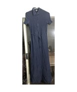 DKNY Navy Blue Midi Dress, Short Sleeve Faux Wrap, Collared Button Dress... - $22.76