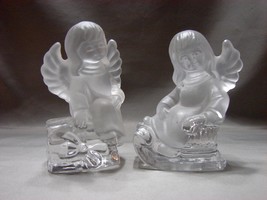  Charming Vintage Set of Two Goebel Frosted Crystal Holiday Angels  - $40.00