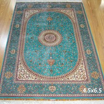 4.5 x 6.5 Blue Persian Rug 100% Silk Oriental Handmade Hand-knotted Area Carpets - £1,183.04 GBP