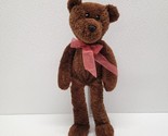 Commonwealth Brown Teddy Bear Long Legs Red Bow Floppy Beanbag Plush 13&quot; - £23.31 GBP