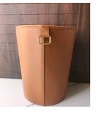 Genuine Leather Round Trash Can/Dustbin/Studio Waste Basket/Multi purpos... - £141.63 GBP