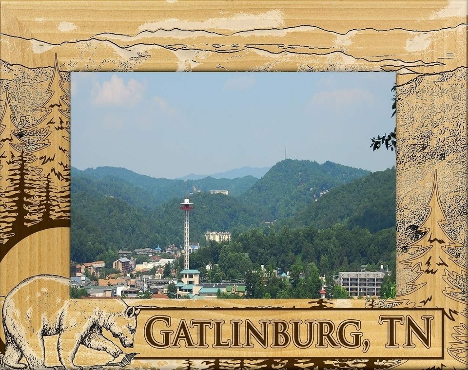 Gatlinburg Landscape Sketch Laser Engraved Wood Picture Frame Landscape ... - $29.99