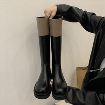 Woman Knee-High Boots Fashion Zipper High Quality Leather Square Heel Knight Boo - £40.08 GBP