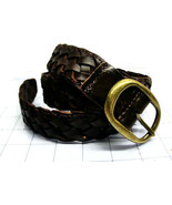 sz 32 S/M Ladies Brown Leather Braided Weave Belt - £19.65 GBP