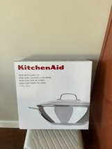 BNIB KitchenAid Stainless Steel Wok with Glass Lid, 12.5&quot;, 32cm - £38.98 GBP