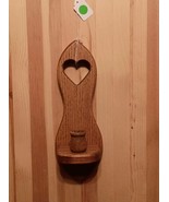 Vintage Oak Wood Wall Sconce Heart Cutout 12&quot; Decorative Country Farmhouse - $10.40