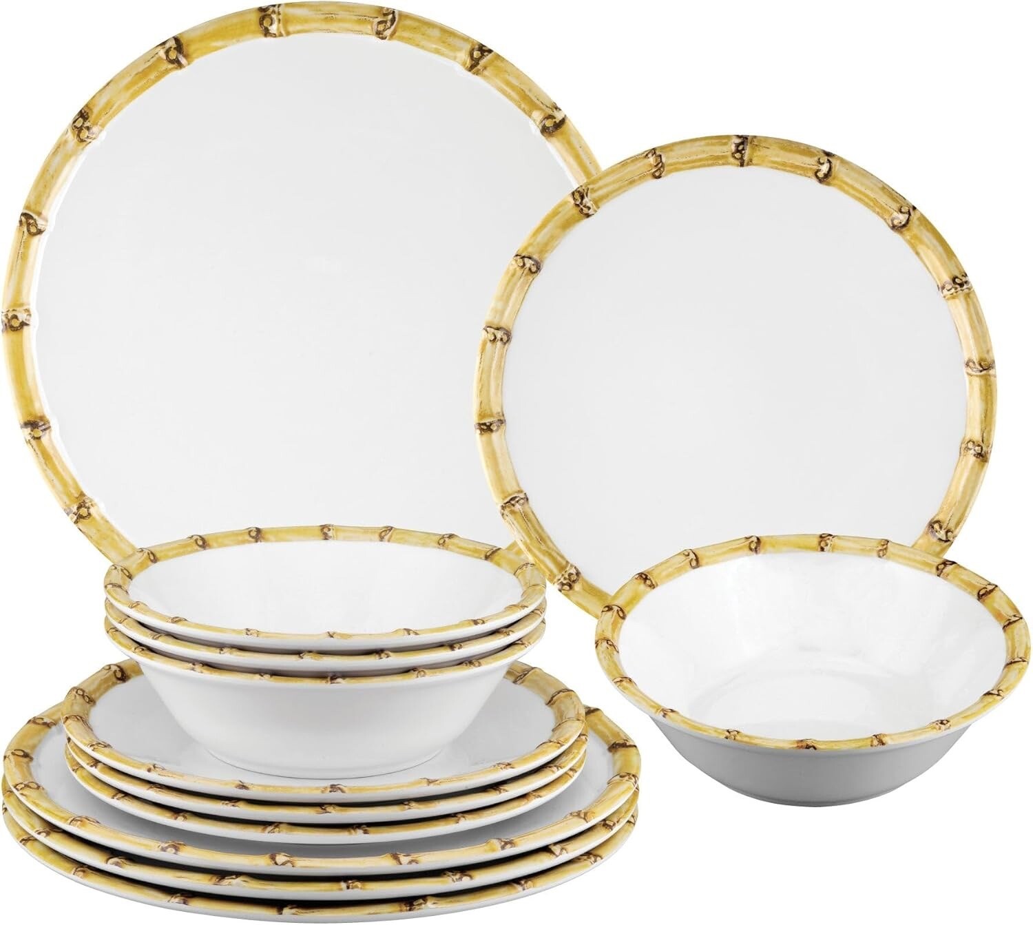 Melamine Dinnerware Sets, Outdoor Dishes Set, Sets of 12, White - $67.79