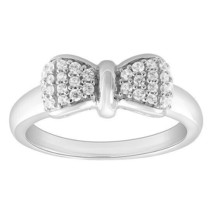 0.40CT Round Simulated Diamond Bow Princess Promise Ring 14K White Gold Plated - £58.67 GBP