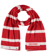 Ohio State Buckeyes Spirit Red/White Striped Womens Scarf Snap Closure - £18.86 GBP