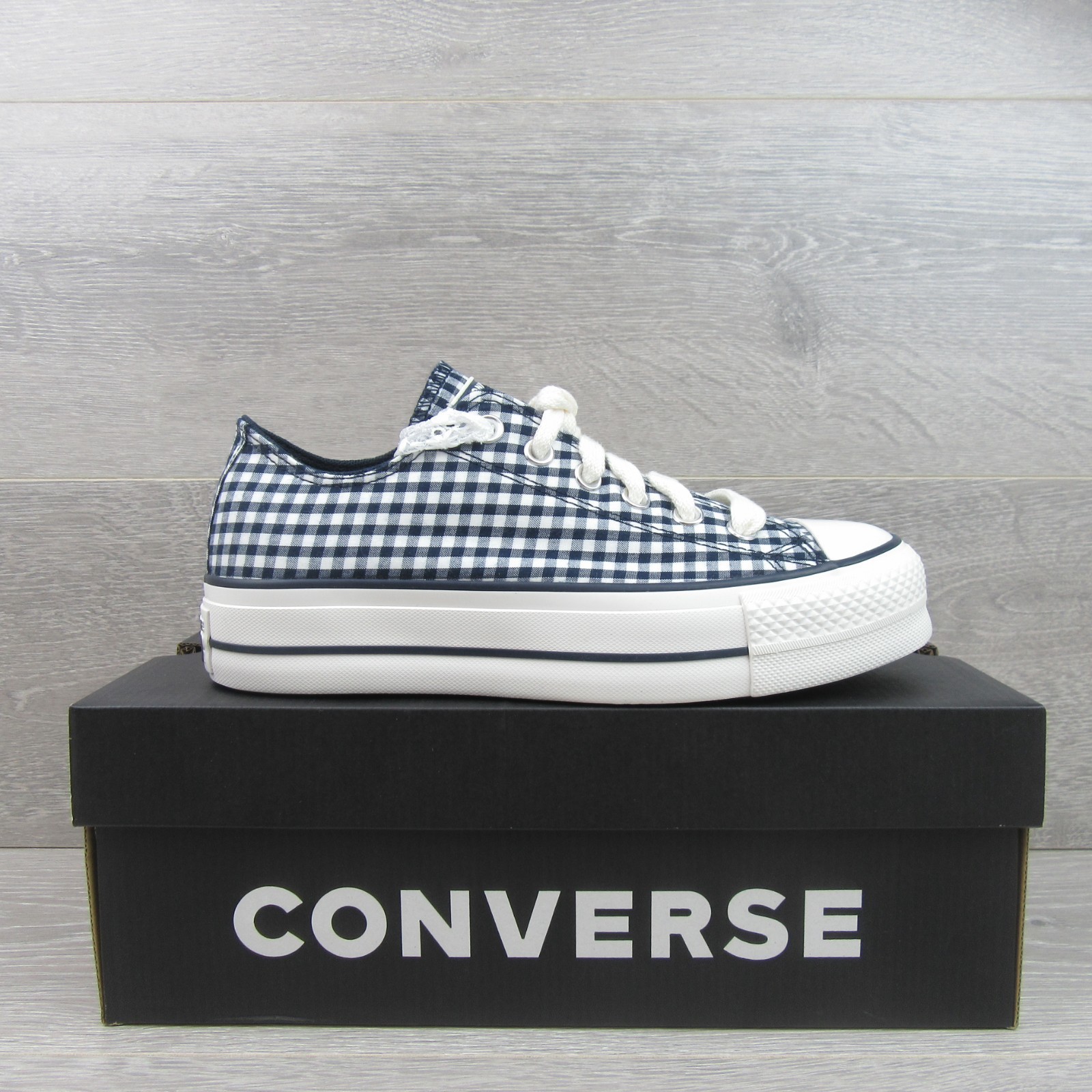 Converse CTAS Lift Platform Gingham Womens Size 8 Obsidian White NEW A13664C Item image 2