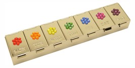 Chrome Plated Plastic Pill Box Days of the Week Rainbow/Flower Swarovski Crystal - £59.16 GBP