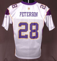 NFL Adrian Peterson 28 Jersey-L 14-16-White-Reebok-Screenprint-Minnisota... - $23.99