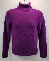 GB2) Kate Hill Woman Purple Cotton Ribbed Turtle Neck Sweater Top Large - $184.34 MXN
