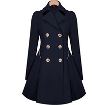 2020 women&#39;s fashion winter trench coat double breasted mid-length large size lo - £99.08 GBP